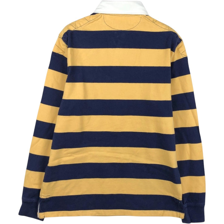 Ralph Lauren POLO by Ralph Lauren Custom Fit Striped Pattern Long Sleeve Rugby Shirt, Men's Size Small cotton yellow type Vintage Second Hand