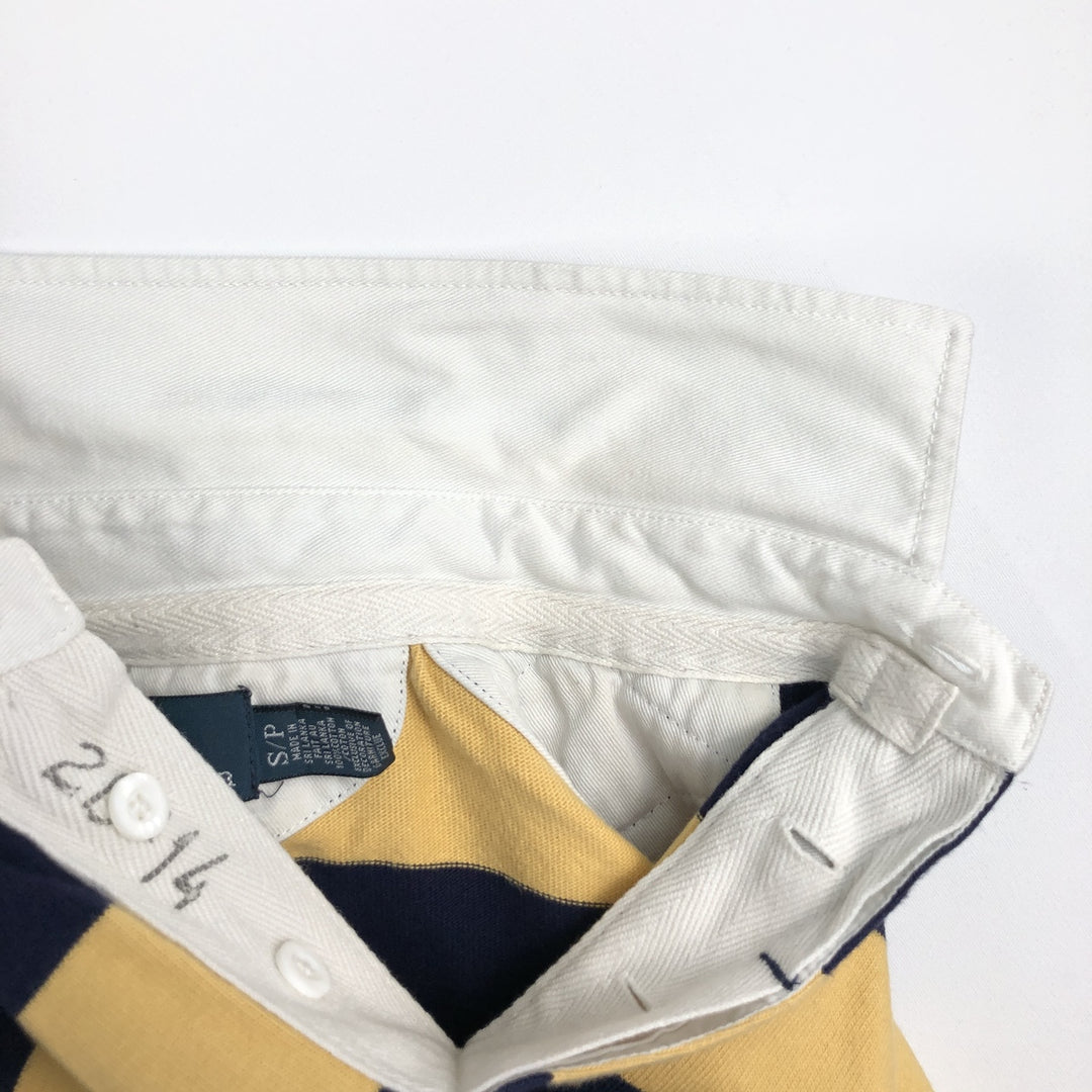 Ralph Lauren POLO by Ralph Lauren Custom Fit Striped Pattern Long Sleeve Rugby Shirt, Men's Size Small cotton yellow type Vintage Second Hand