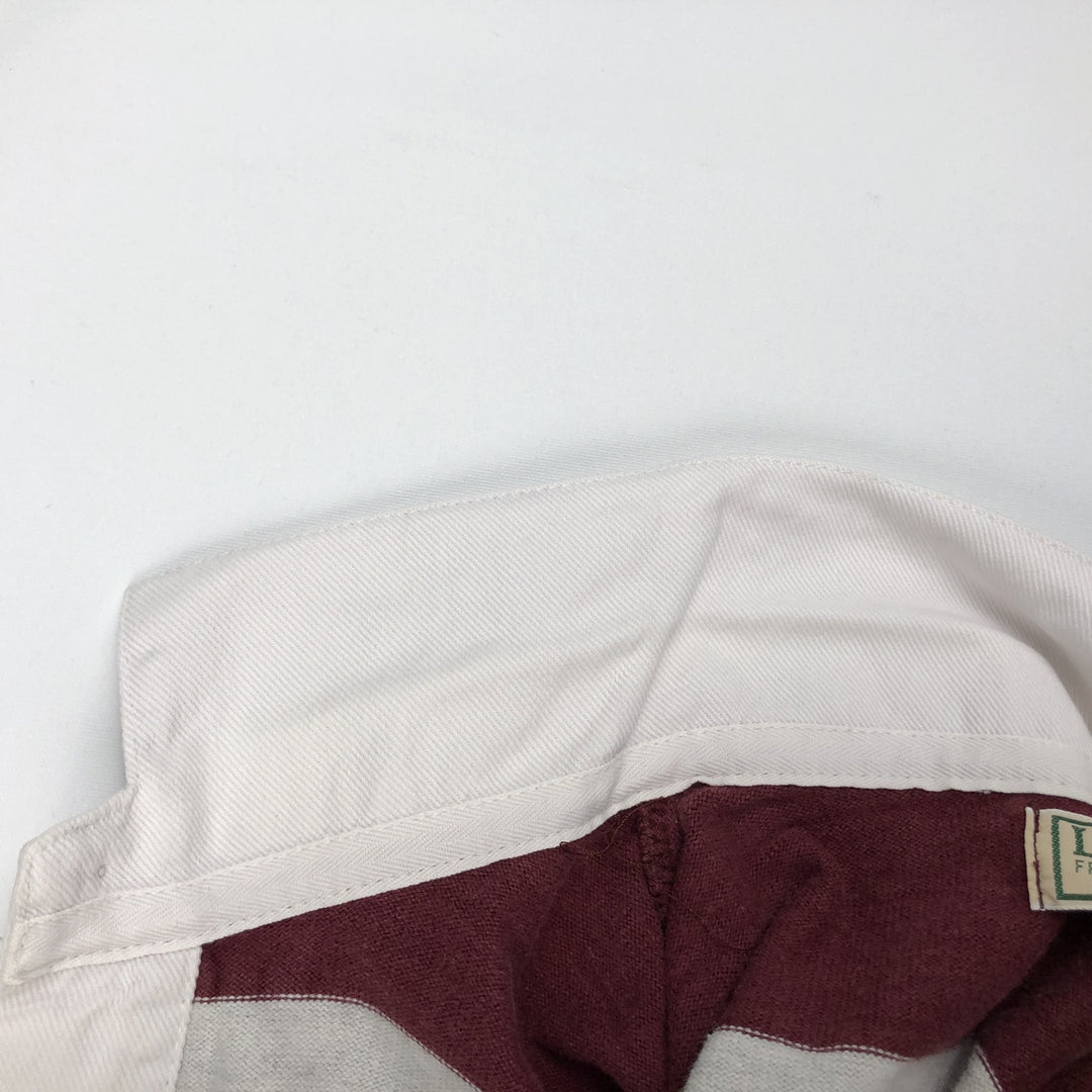 80'S LLBean Border Pattern Long Sleeve Rugby Shirt Made in USA Men's XL Vintage unclear white type Vintage Second Hand