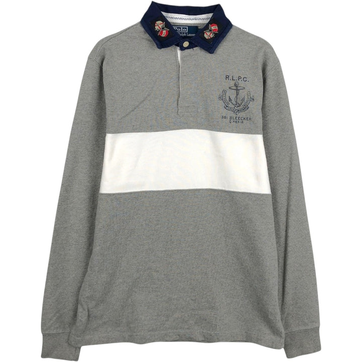 Ralph Lauren POLO by Ralph Lauren CUSTOM FIT long-sleeved rugby shirt, men's size S cotton gray type Vintage Second Hand