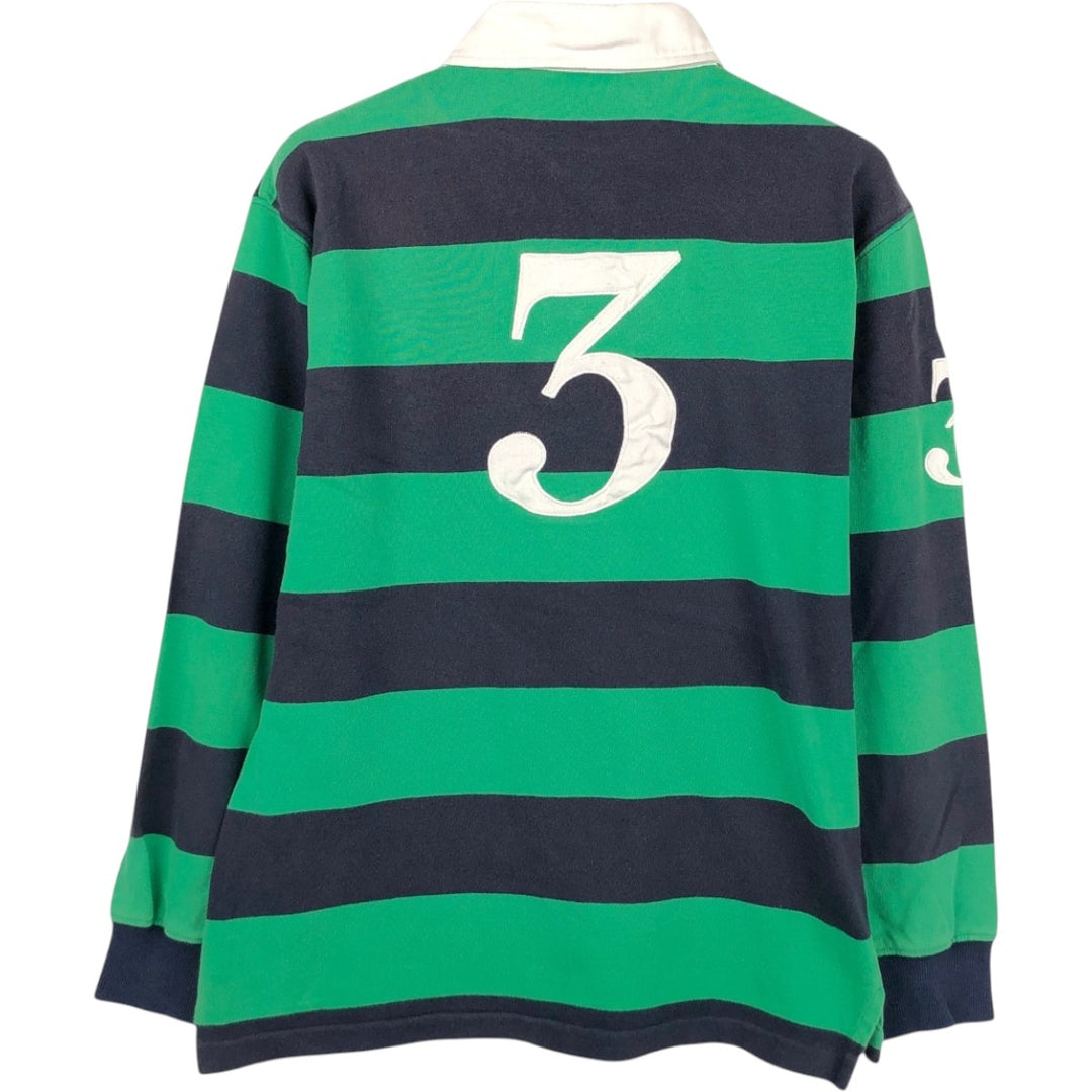 Ralph Lauren POLO by Ralph Lauren CUSTOM FIT Border Pattern Long Sleeve Rugby Shirt Men's M cotton Emerald green Vintage Second Hand