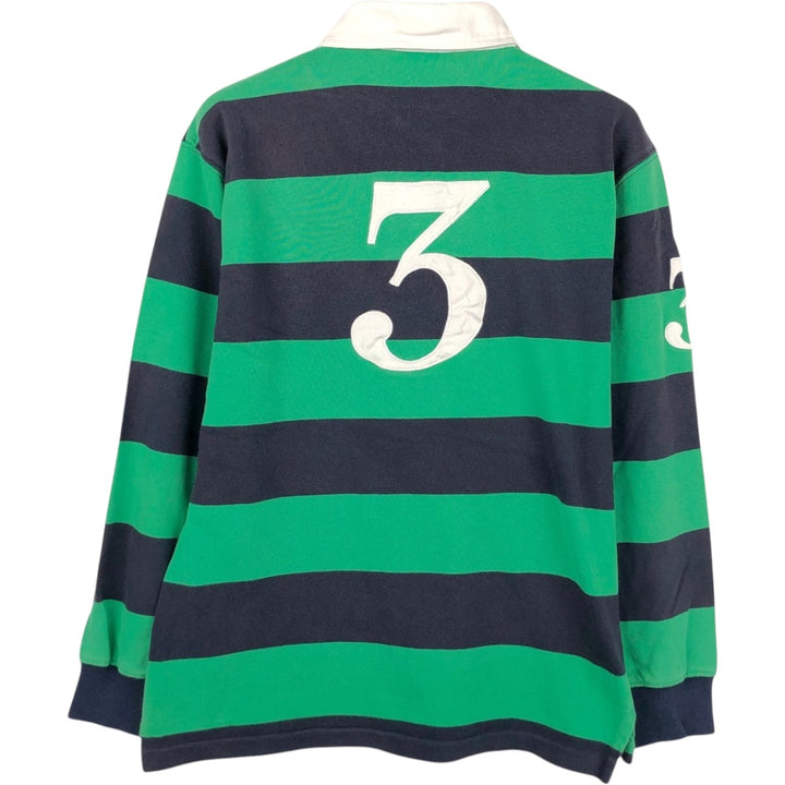 Ralph Lauren POLO by Ralph Lauren CUSTOM FIT Border Pattern Long Sleeve Rugby Shirt Men's M cotton Emerald green Vintage Second Hand