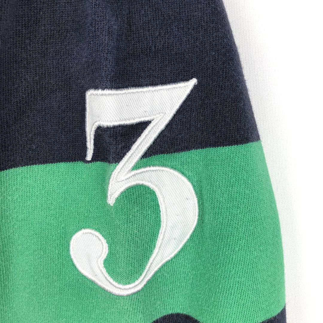 Ralph Lauren POLO by Ralph Lauren CUSTOM FIT Border Pattern Long Sleeve Rugby Shirt Men's M cotton Emerald green Vintage Second Hand