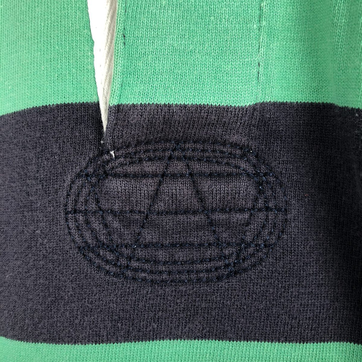 Ralph Lauren POLO by Ralph Lauren CUSTOM FIT Border Pattern Long Sleeve Rugby Shirt Men's M cotton Emerald green Vintage Second Hand
