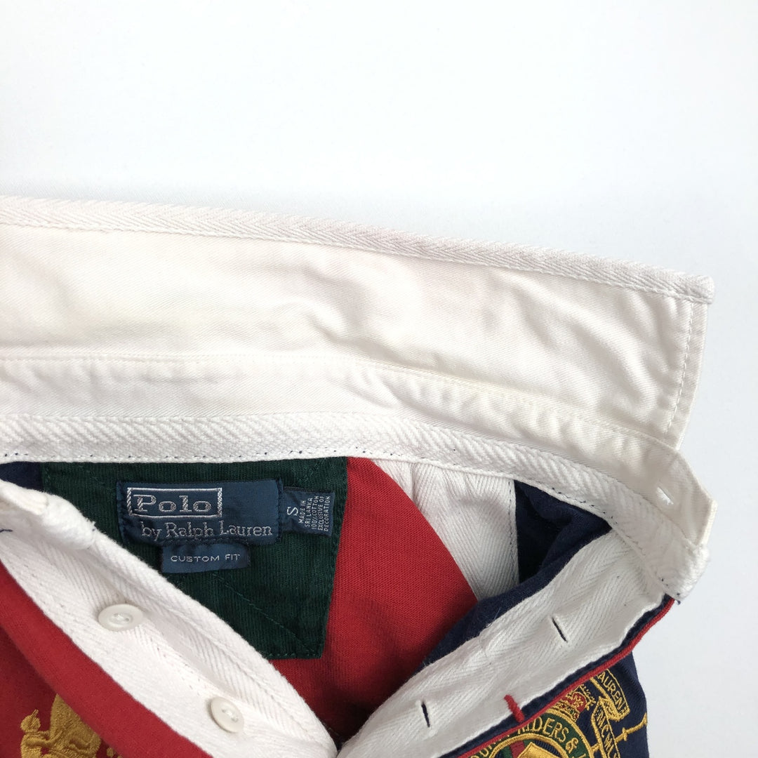 Ralph Lauren POLO by Ralph Lauren CUSTOM FIT Big Pony Crazy Pattern Long-Sleeve Rugby Shirt, Men's Size S (approx.) cotton red type Vintage Second Hand