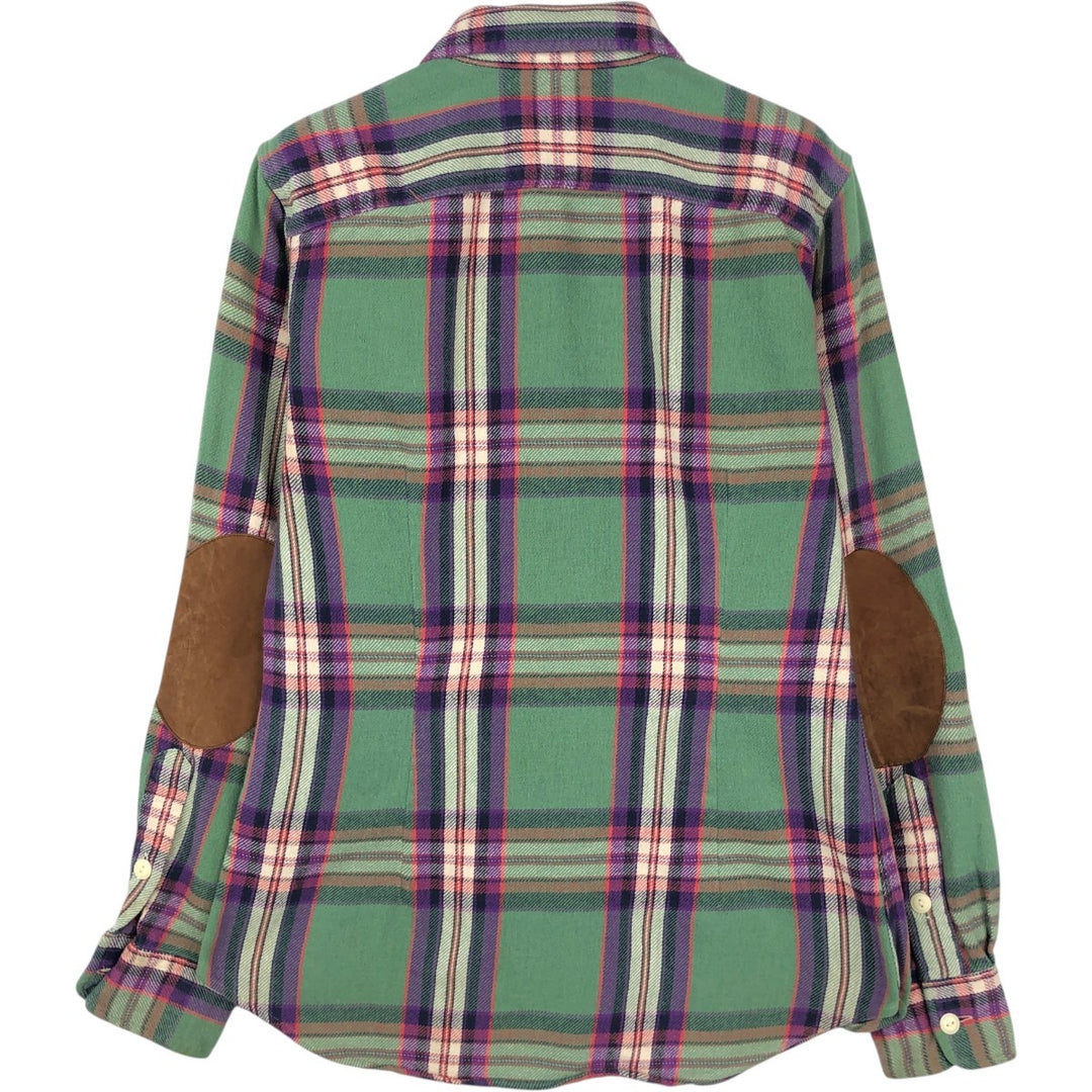 Ralph Lauren POLO RALPH LAUREN CUSTOM FIT Long-Sleeve Flannel Check Shirt, Women's Size M (approx.) cotton green type Vintage Second Hand