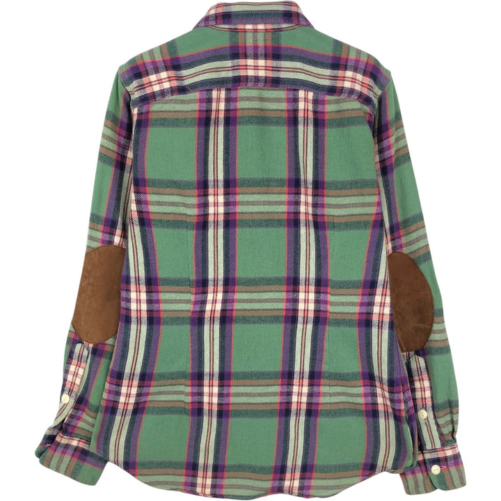 Ralph Lauren POLO RALPH LAUREN CUSTOM FIT Long-Sleeve Flannel Check Shirt, Women's Size M (approx.) cotton green type Vintage Second Hand