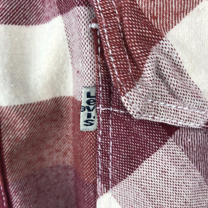 Levi's Long Sleeve Light Flannel Check Shirt, Men's Size XL cotton red type Vintage Second Hand