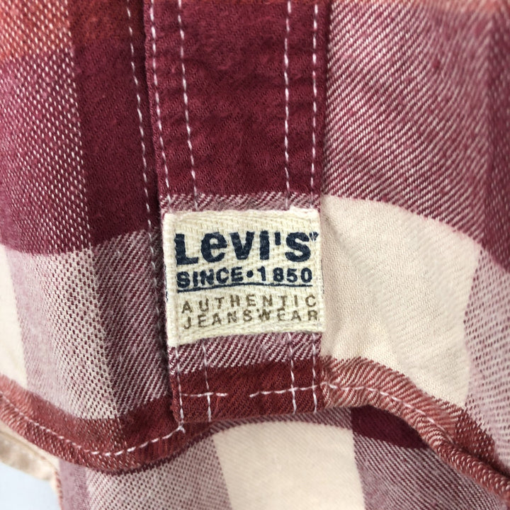 Levi's Long Sleeve Light Flannel Check Shirt, Men's Size XL cotton red type Vintage Second Hand