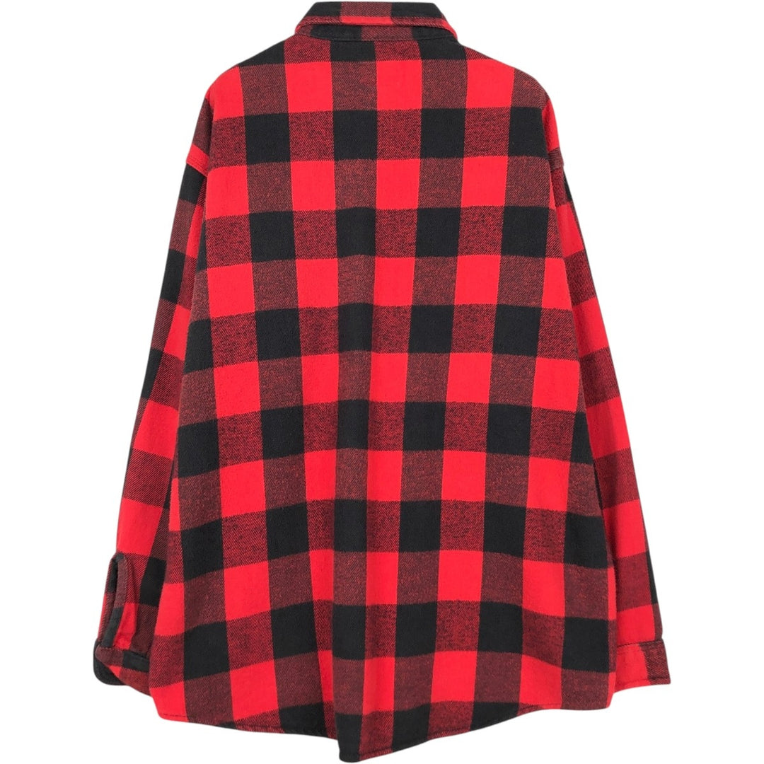 Melton Wintermaster Buffalo Check Long Sleeve Heavy Flannel Check Shirt, Made in USA, Men's XL Equivalent unclear red type Vintage Second Hand