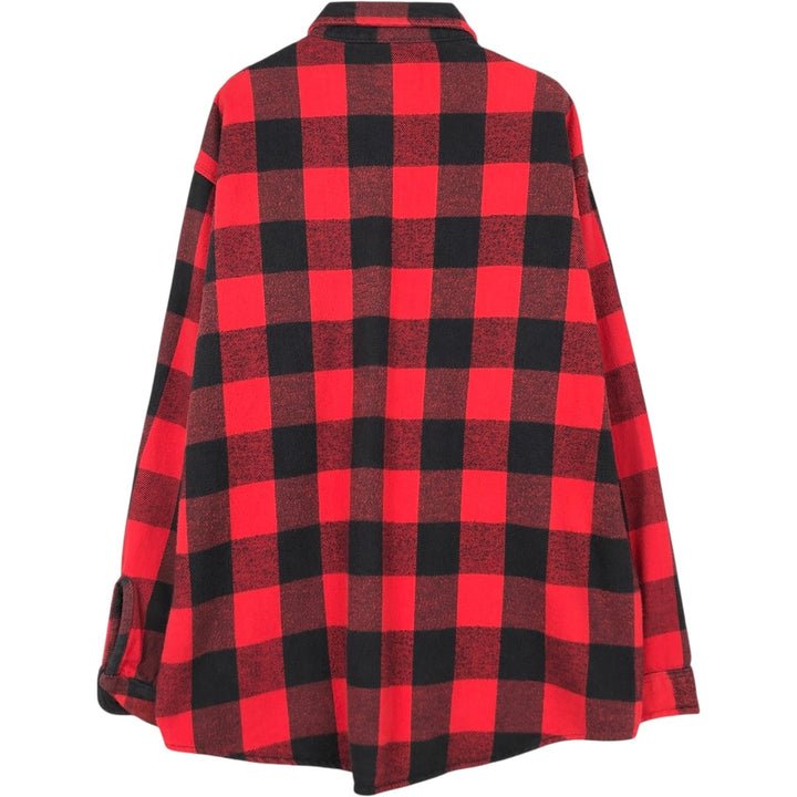 Melton Wintermaster Buffalo Check Long Sleeve Heavy Flannel Check Shirt, Made in USA, Men's XL Equivalent unclear red type Vintage Second Hand