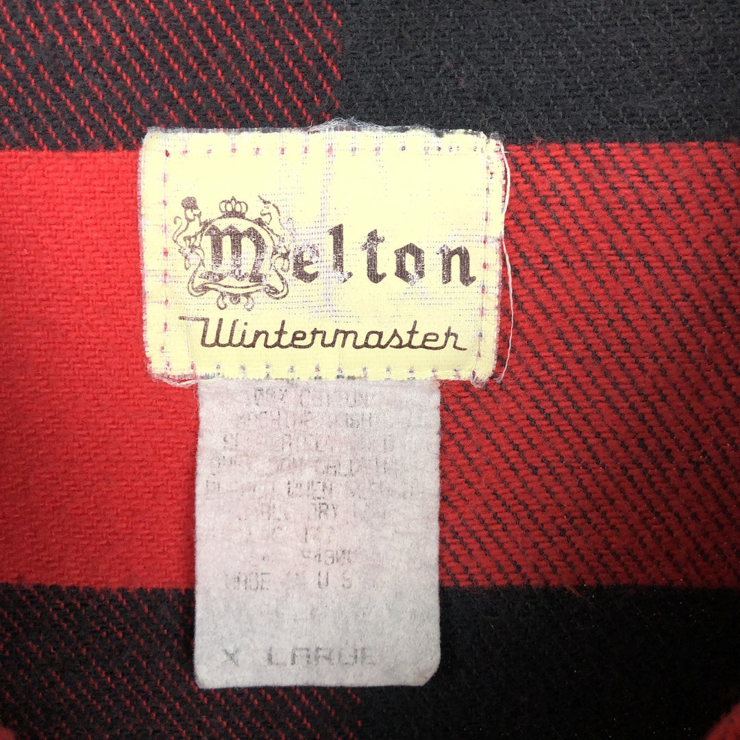 Melton Wintermaster Buffalo Check Long Sleeve Heavy Flannel Check Shirt, Made in USA, Men's XL Equivalent unclear red type Vintage Second Hand