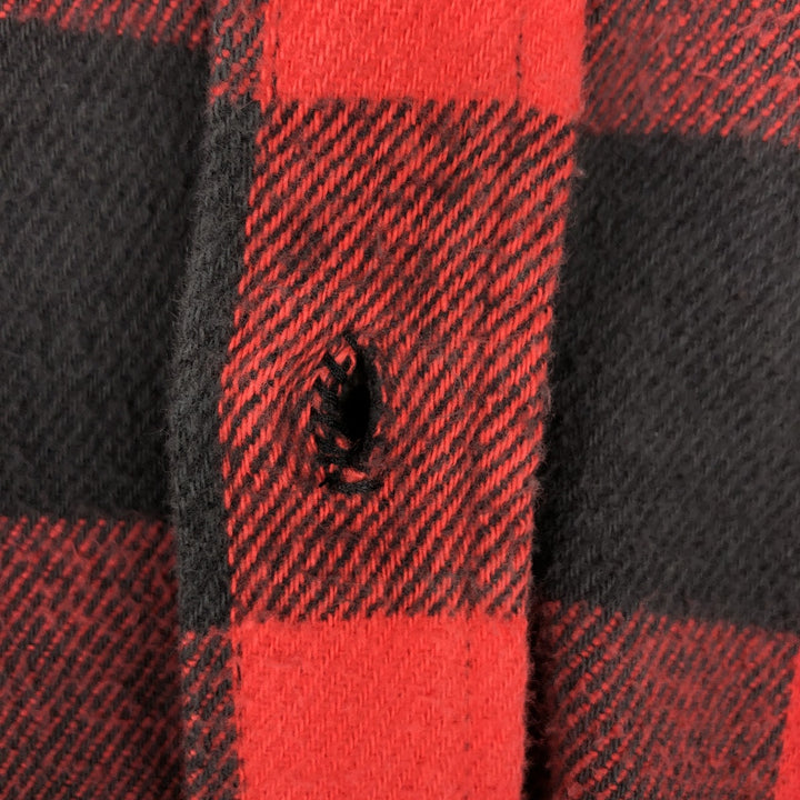 Melton Wintermaster Buffalo Check Long Sleeve Heavy Flannel Check Shirt, Made in USA, Men's XL Equivalent unclear red type Vintage Second Hand