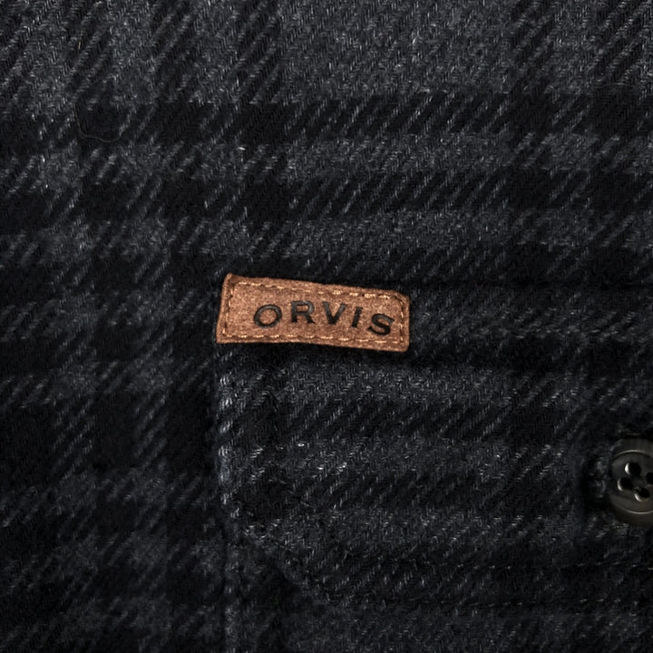 ORVIS Long Sleeve Heavy Flannel Check Shirt, Men's Size M cotton Charcoal Vintage Second Hand