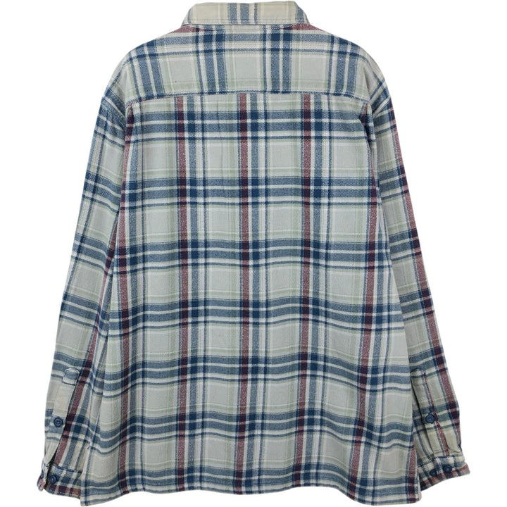 Patagonia Organic Cotton 53947FA14 Long Sleeve Fjord Flannel Check Shirt (Men's Size L) cotton gray type Vintage Second Hand