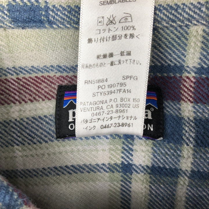 Patagonia Organic Cotton 53947FA14 Long Sleeve Fjord Flannel Check Shirt (Men's Size L) cotton gray type Vintage Second Hand