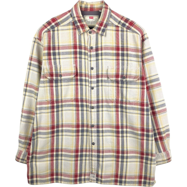 90s-00'S Levi's long-sleeved flannel check shirt, men's size XL (approx.) cotton red type Vintage Second Hand
