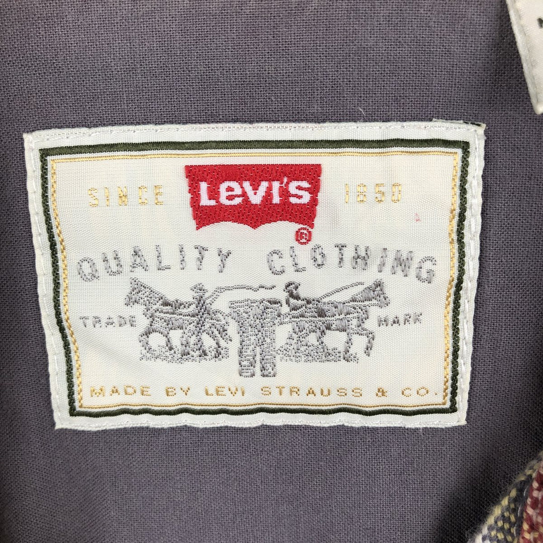 90s-00'S Levi's long-sleeved flannel check shirt, men's size XL (approx.) cotton red type Vintage Second Hand