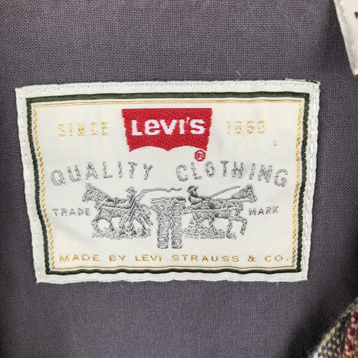 90s-00'S Levi's long-sleeved flannel check shirt, men's size XL (approx.) cotton red type Vintage Second Hand