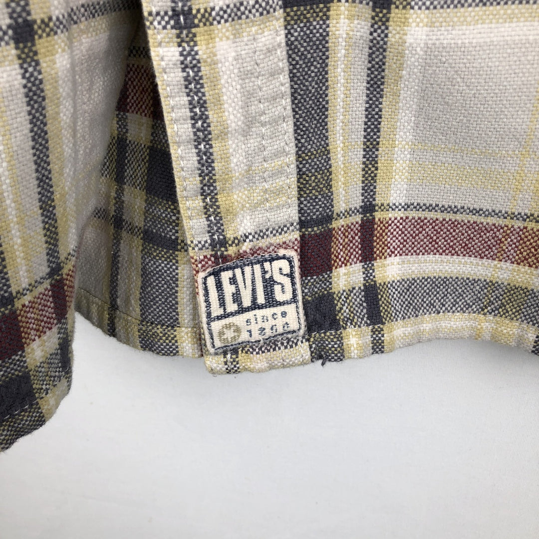 90s-00'S Levi's long-sleeved flannel check shirt, men's size XL (approx.) cotton red type Vintage Second Hand