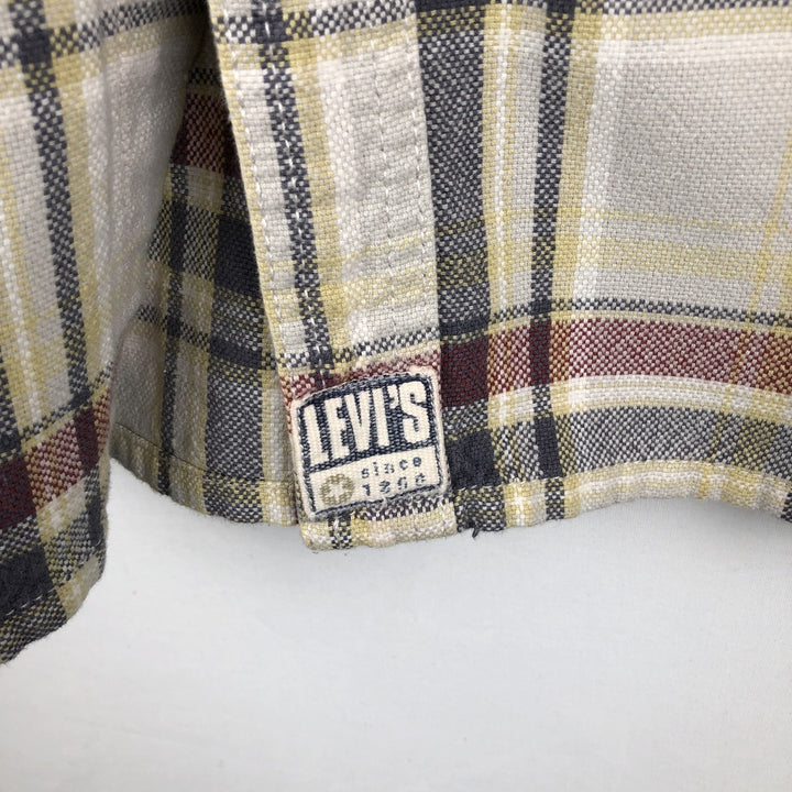90s-00'S Levi's long-sleeved flannel check shirt, men's size XL (approx.) cotton red type Vintage Second Hand