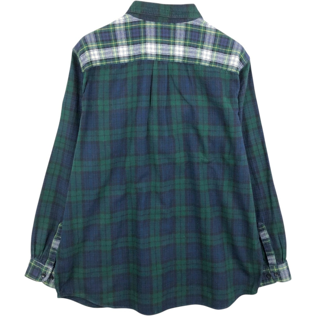 90s-00'S L.L.Bean Traditional Fit Crazy Pattern Long-Sleeve Button-Down Flannel Check Shirt, Men's Size XL cotton Green type dark green Vintage Second Hand