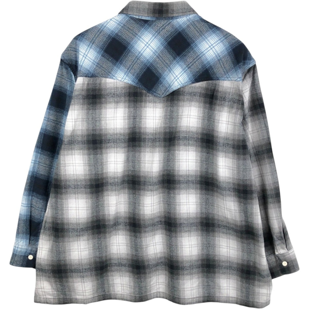 Levi's Ombre Check Long-Sleeve Flannel Check Shirt, Men's XXL (approx.) cotton blue type Vintage Second Hand