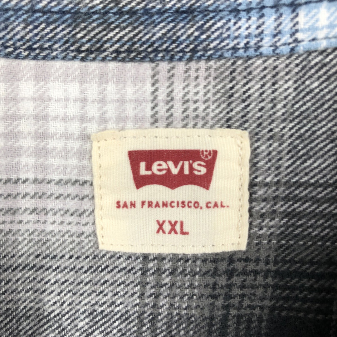 Levi's Ombre Check Long-Sleeve Flannel Check Shirt, Men's XXL (approx.) cotton blue type Vintage Second Hand