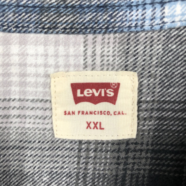 Levi's Ombre Check Long-Sleeve Flannel Check Shirt, Men's XXL (approx.) cotton blue type Vintage Second Hand