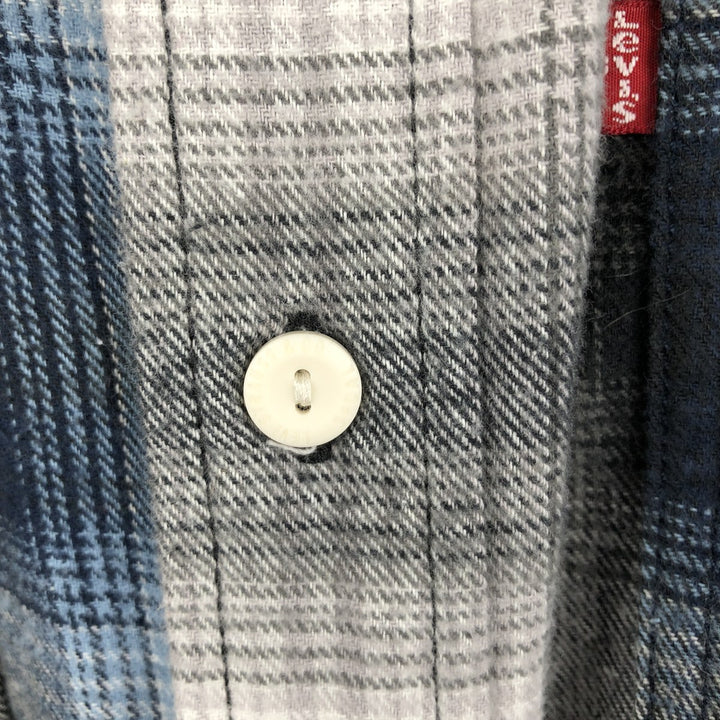 Levi's Ombre Check Long-Sleeve Flannel Check Shirt, Men's XXL (approx.) cotton blue type Vintage Second Hand