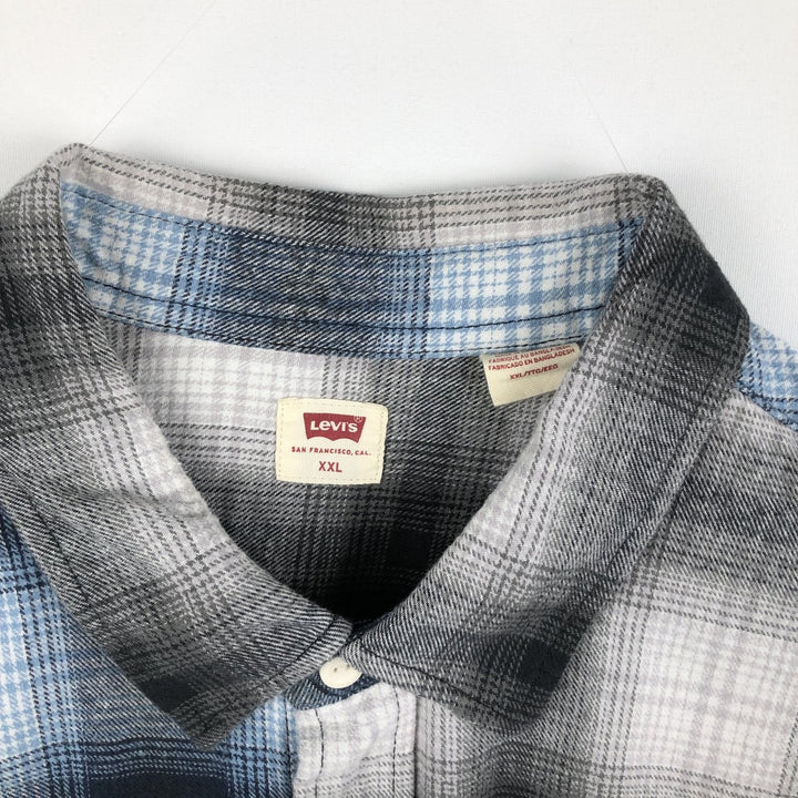 Levi's Ombre Check Long-Sleeve Flannel Check Shirt, Men's XXL (approx.) cotton blue type Vintage Second Hand