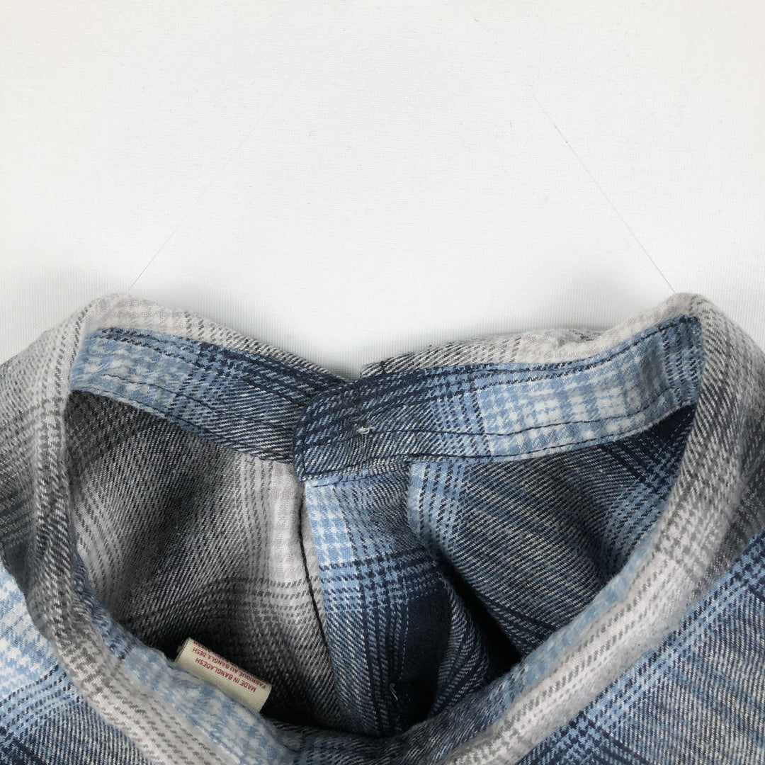 Levi's Ombre Check Long-Sleeve Flannel Check Shirt, Men's XXL (approx.) cotton blue type Vintage Second Hand