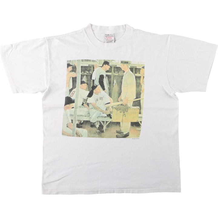 ~90'S ONEITA Norman Rockwell The Rookie Art T-shirt Men's L equivalent Vintage cotton white type Vintage Second Hand