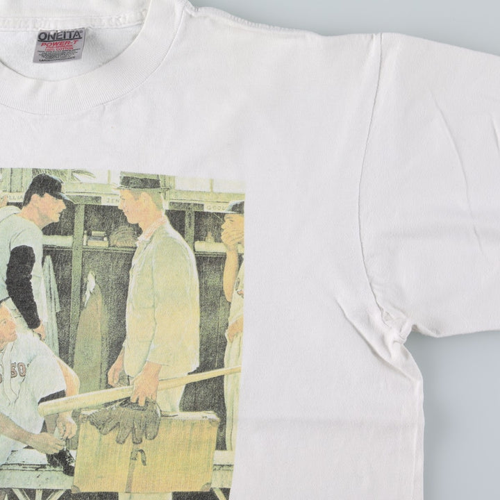 ~90'S ONEITA Norman Rockwell The Rookie Art T-shirt Men's L equivalent Vintage cotton white type Vintage Second Hand