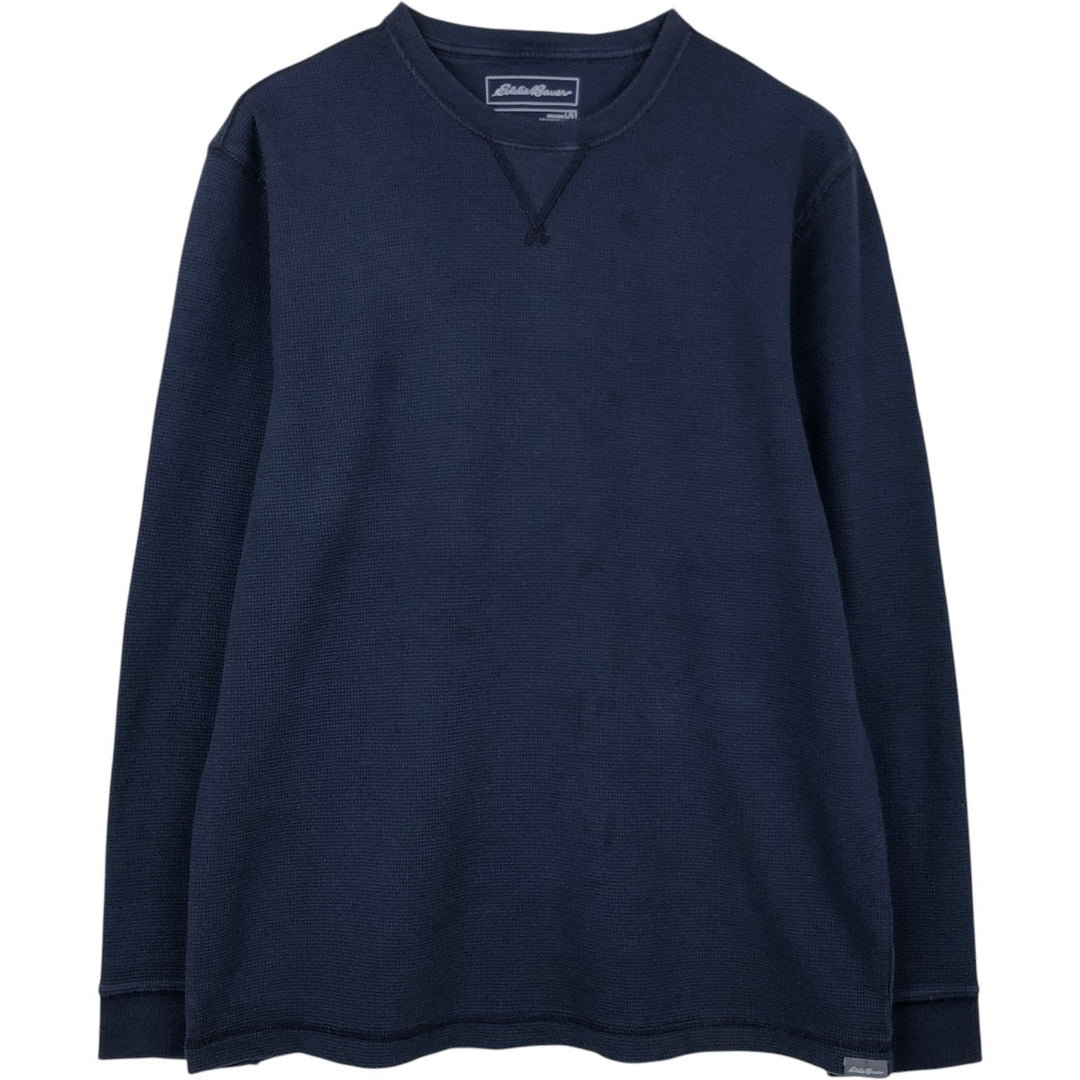 LLBean Thermal Long T-Shirt, Waffle, Men's Size L cotton navy blue type Vintage Second Hand