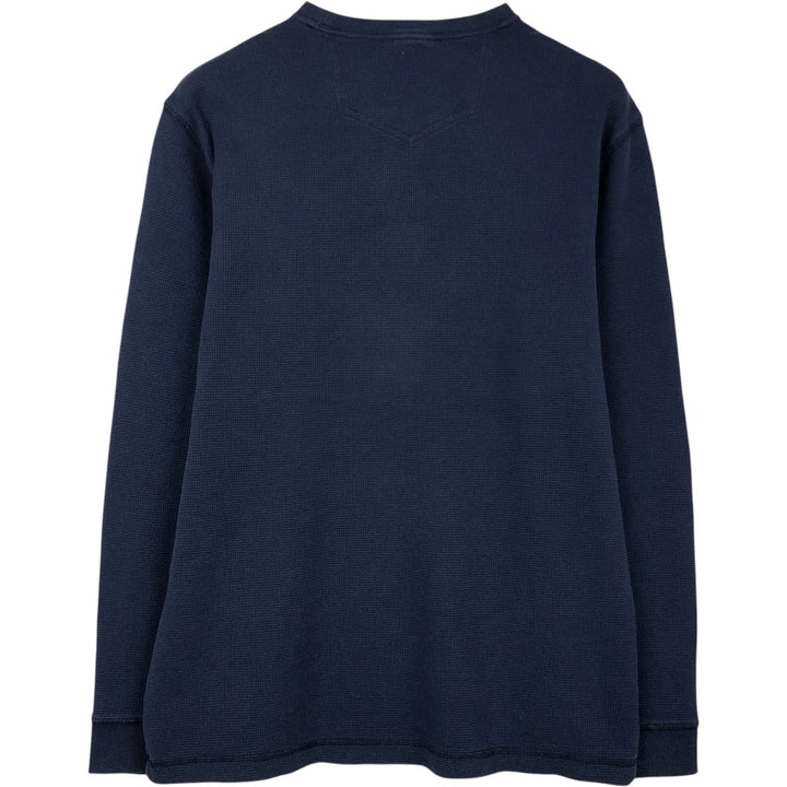 LLBean Thermal Long T-Shirt, Waffle, Men's Size L cotton navy blue type Vintage Second Hand