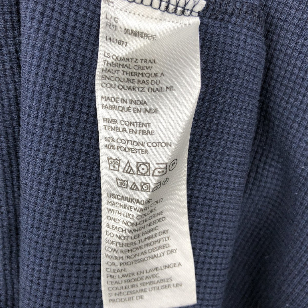 LLBean Thermal Long T-Shirt, Waffle, Men's Size L cotton navy blue type Vintage Second Hand