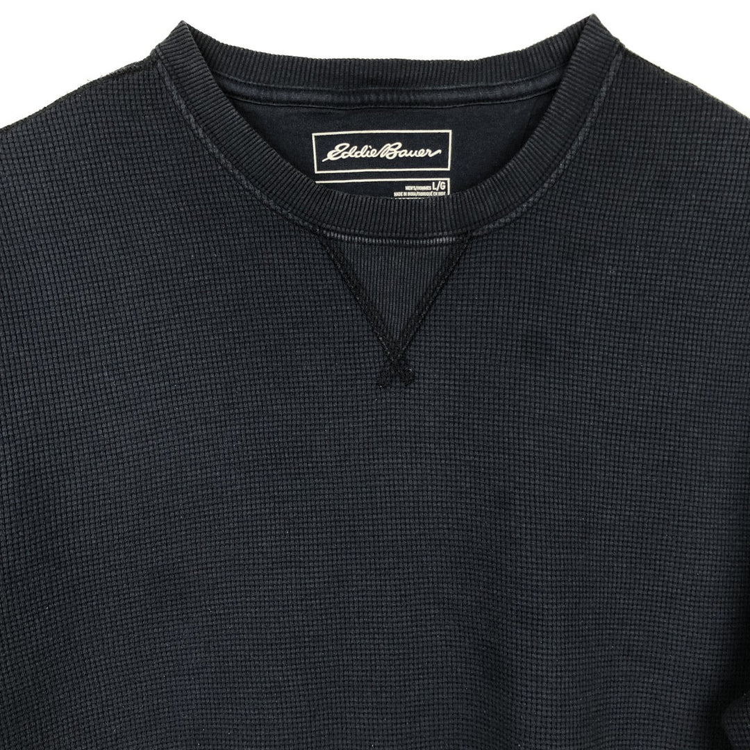LLBean Thermal Long T-Shirt, Waffle, Men's Size L cotton navy blue type Vintage Second Hand