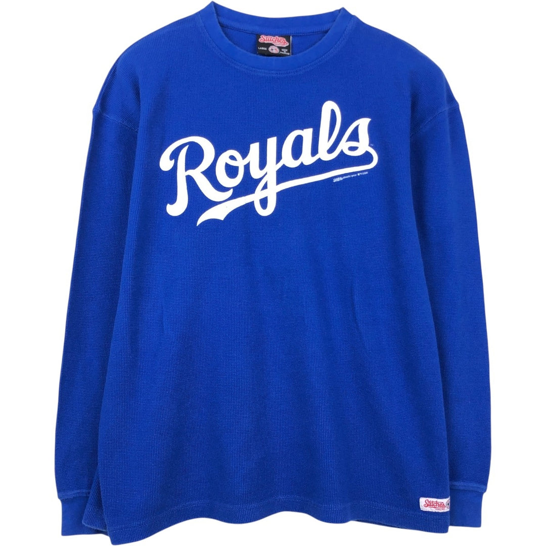 2000'S Stitches MLB Kansas City Royals Thermal Long-Sleeve T-Shirt, Men's Size L (approx.) cotton blue type Vintage Second Hand