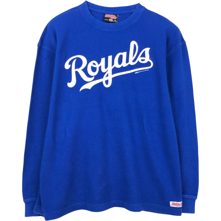 2000'S Stitches MLB Kansas City Royals Thermal Long-Sleeve T-Shirt, Men's Size L (approx.) cotton blue type Vintage Second Hand