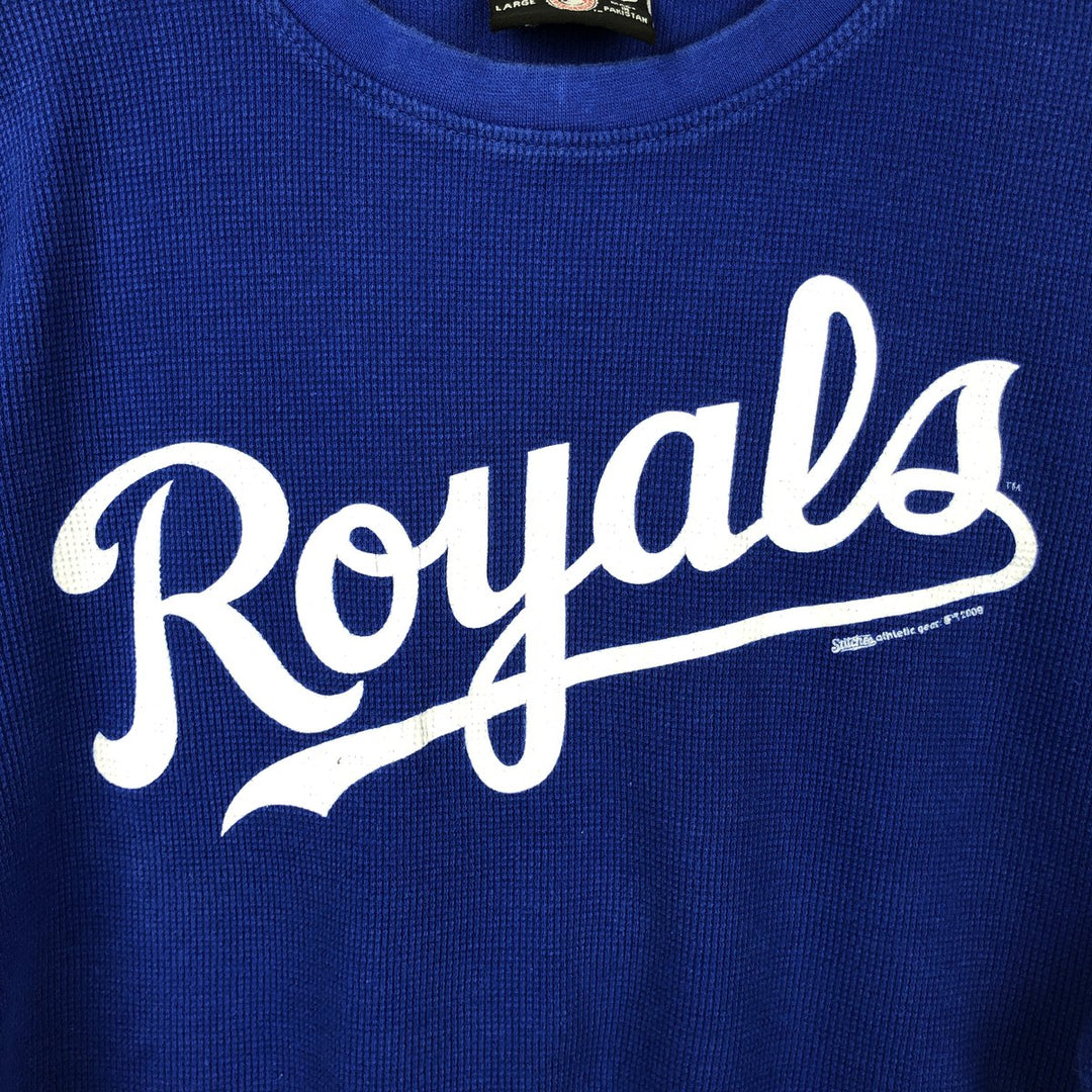 2000'S Stitches MLB Kansas City Royals Thermal Long-Sleeve T-Shirt, Men's Size L (approx.) cotton blue type Vintage Second Hand