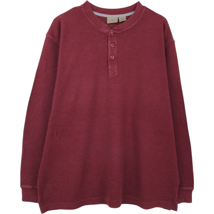 90s-00'S LLBean Waffle Henley T-Shirt, Men's XL, Vintage cotton red type Vintage Second Hand