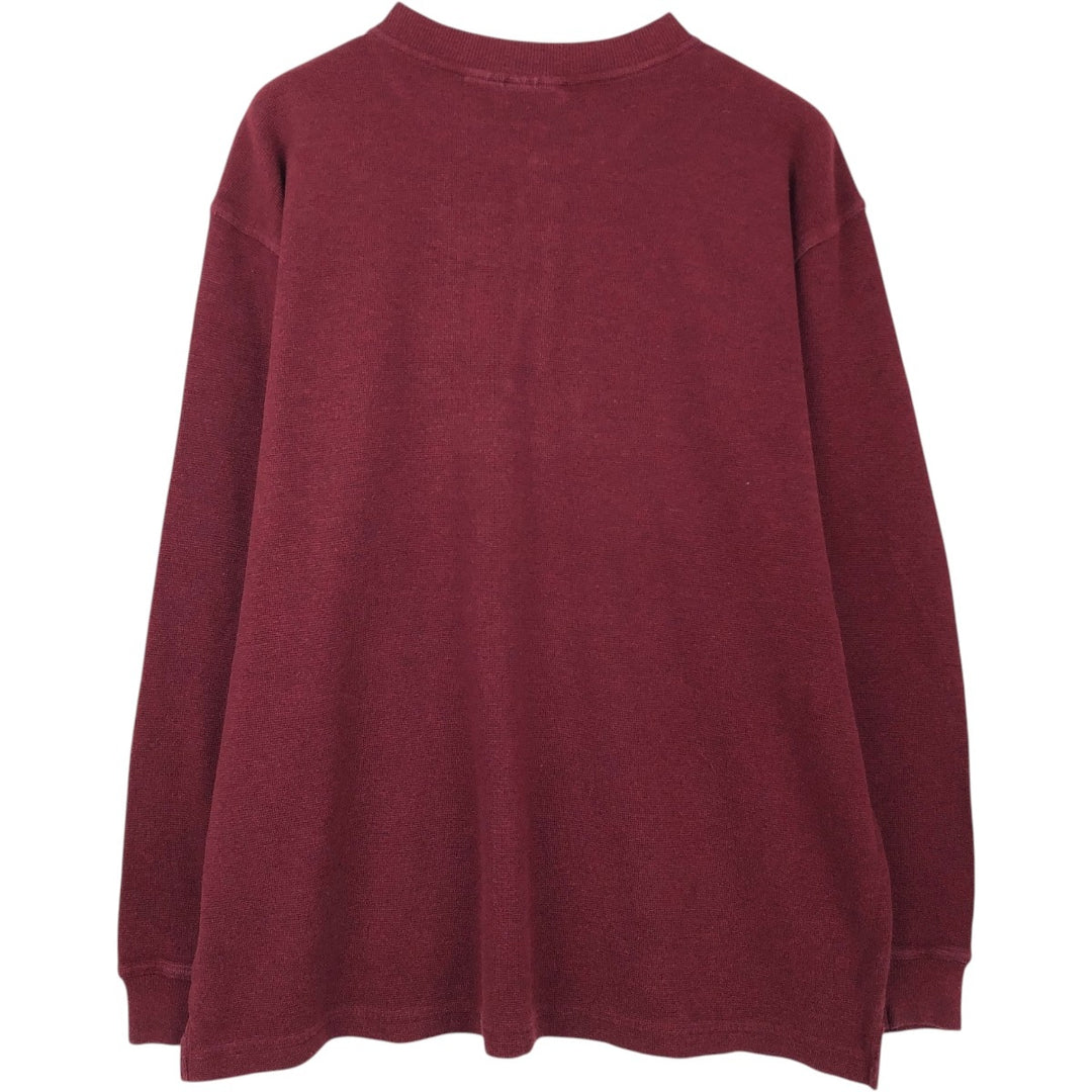 90s-00'S LLBean Waffle Henley T-Shirt, Men's XL, Vintage cotton red type Vintage Second Hand