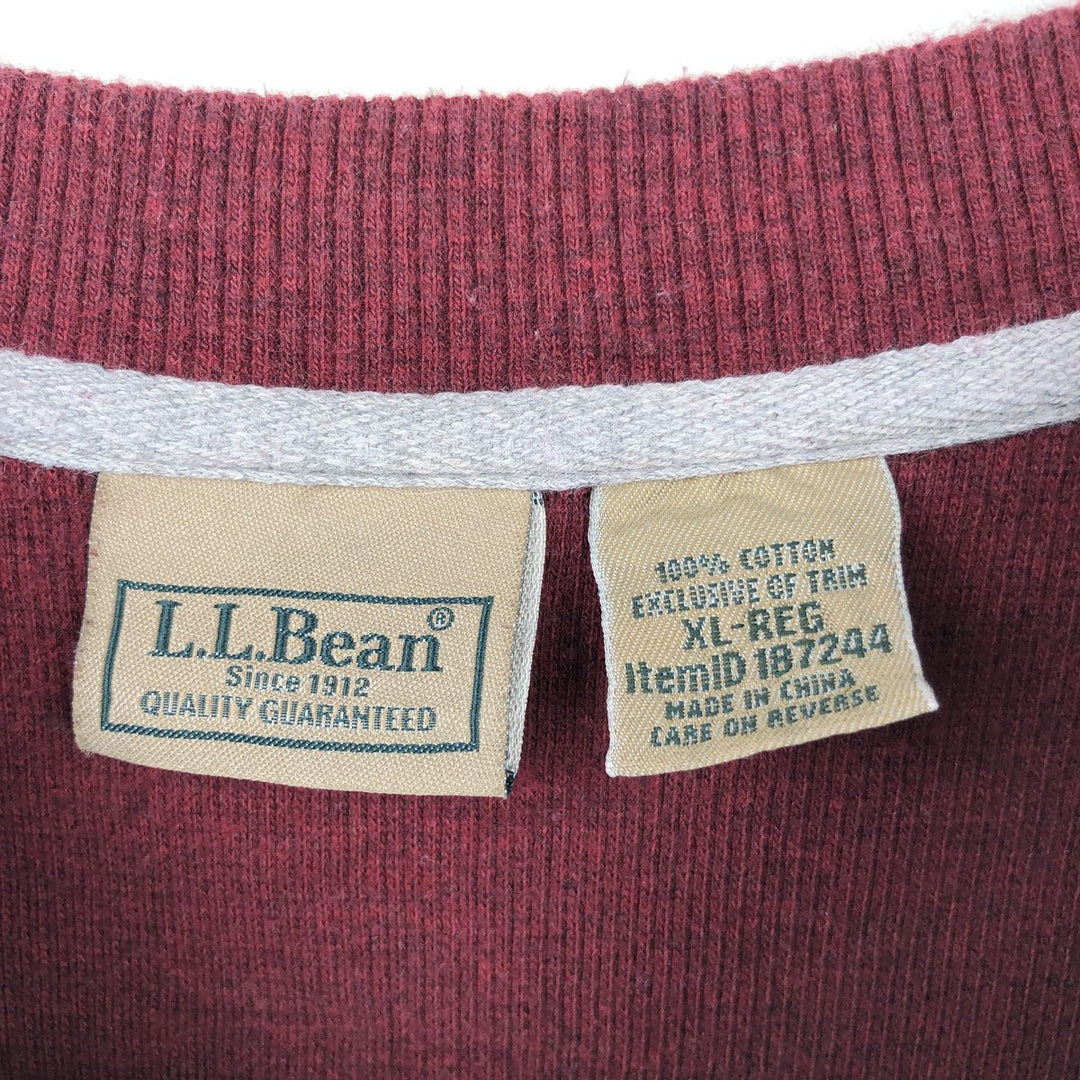 90s-00'S LLBean Waffle Henley T-Shirt, Men's XL, Vintage cotton red type Vintage Second Hand