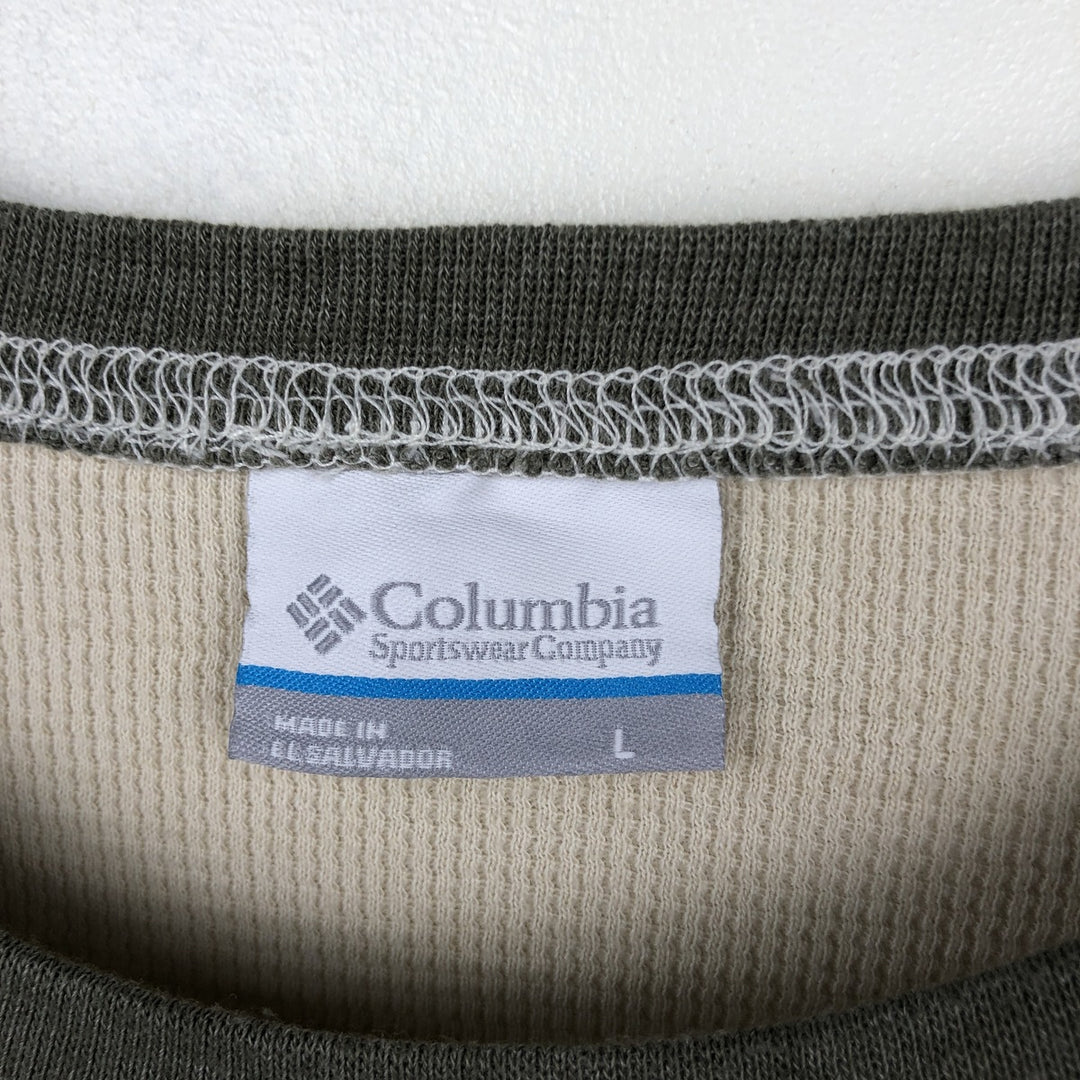 Columbia Thermal Long-Sleeve T-Shirt, Men's Size L cotton Beige type Vintage Second Hand