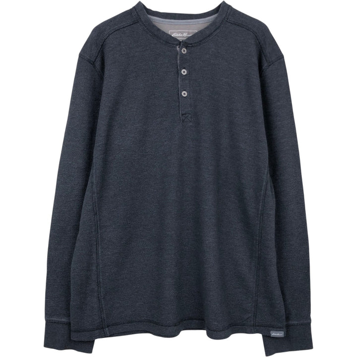 Eddie Bauer Men's Waffle Thermal Henley T-Shirt, Size XL cotton gray type Vintage Second Hand