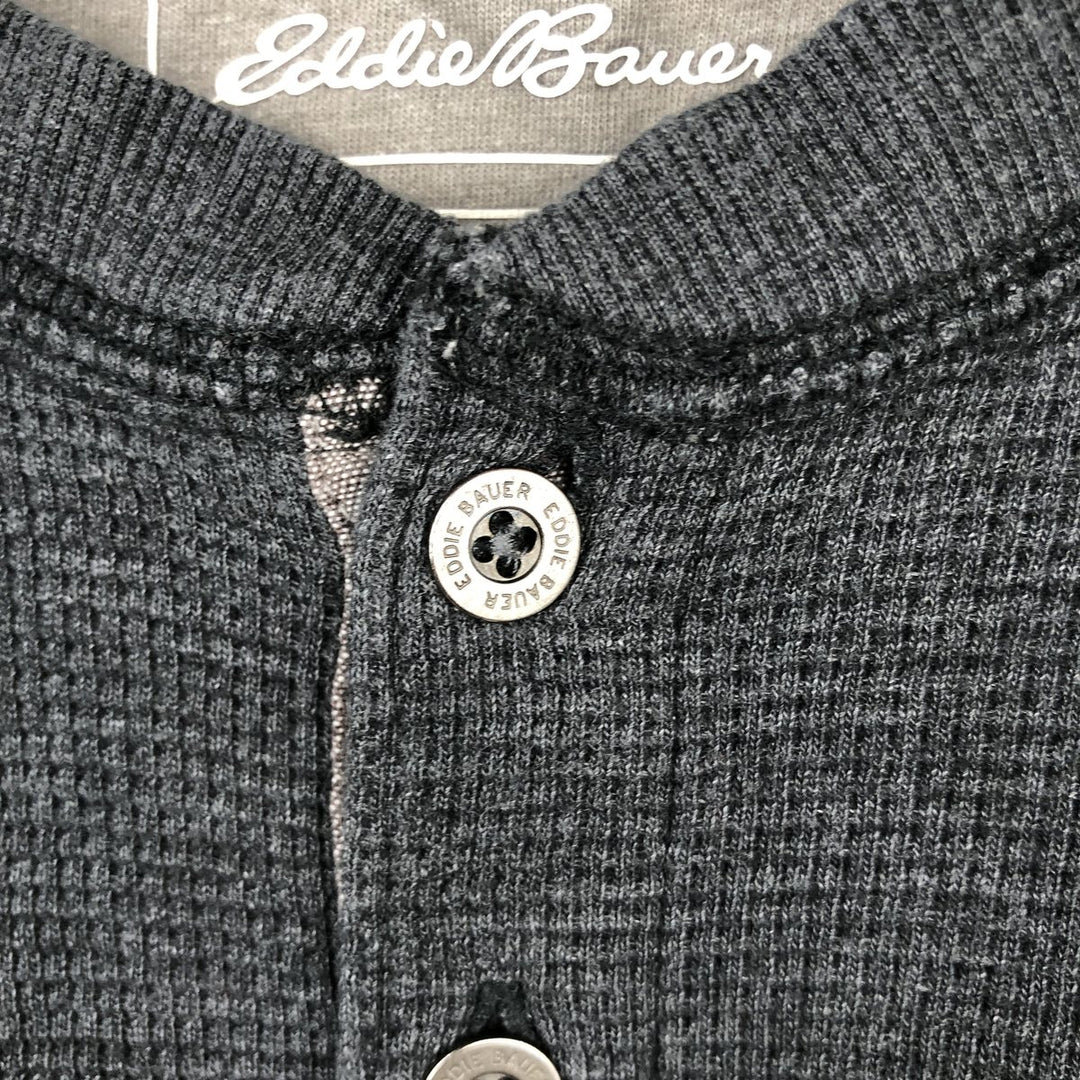 Eddie Bauer Men's Waffle Thermal Henley T-Shirt, Size XL cotton gray type Vintage Second Hand
