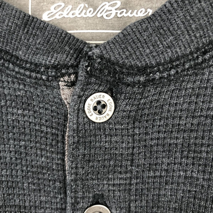 Eddie Bauer Men's Waffle Thermal Henley T-Shirt, Size XL cotton gray type Vintage Second Hand