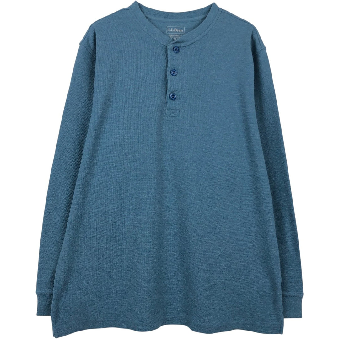 LLBean Men's Thermal Long Sleeve T-Shirt, Waffle, Size L cotton blue type Vintage Second Hand