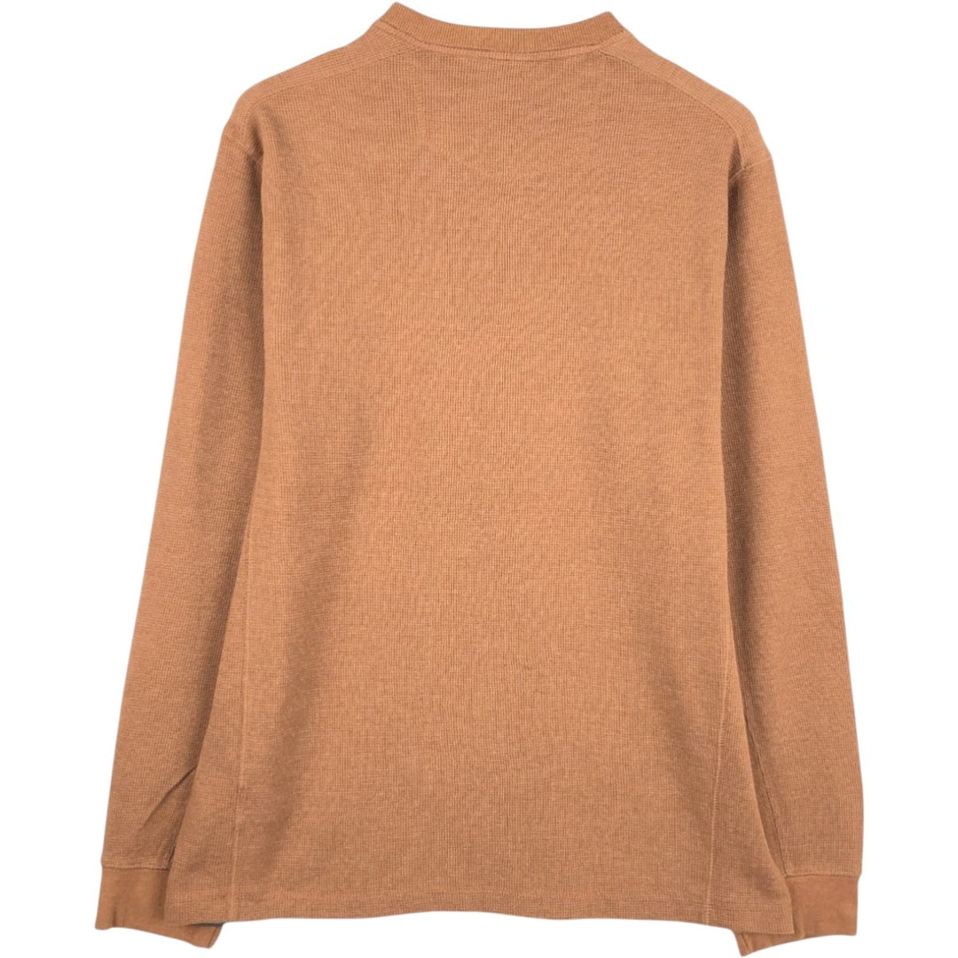 Eddie Bauer Men's Waffle Thermal Henley T-Shirt, Size XL cotton brown type Vintage Second Hand